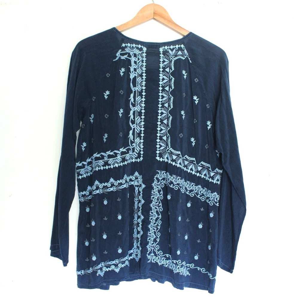 Johnny Was Embroidered Long Sleeve Tunic Top - Picture 2 of 8